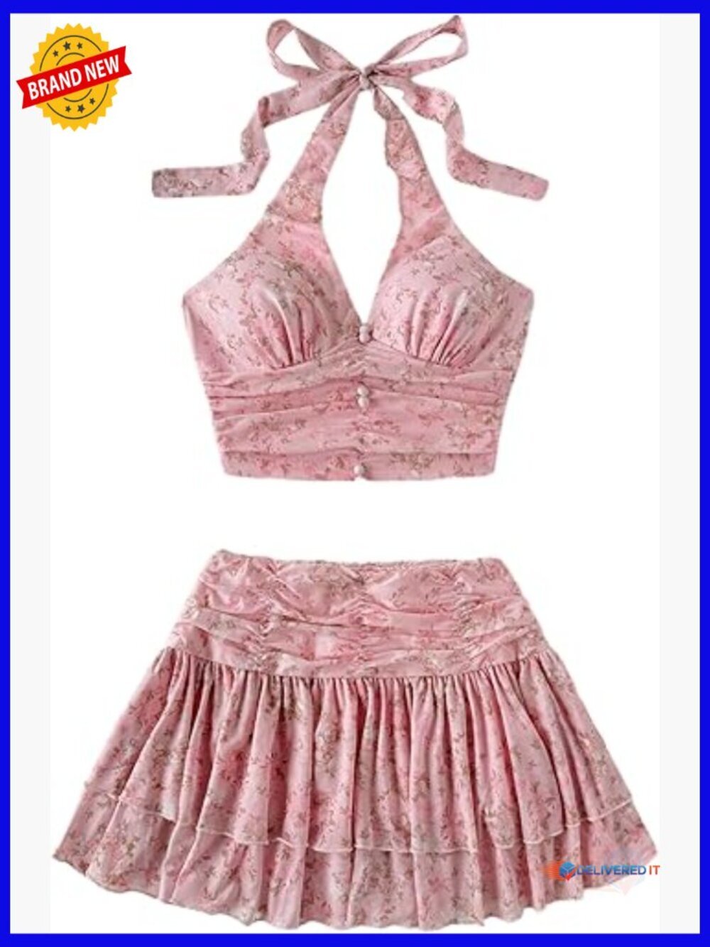 Women's 2 Piece Crop Top & Ruffle Skirt Set